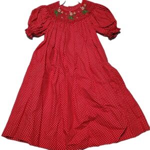 Mom & Me Toddler Girls Christmas Dress Smocked Red Polka Dot Elf Holiday 2T